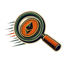 Magnifying glass verifying an ETH token